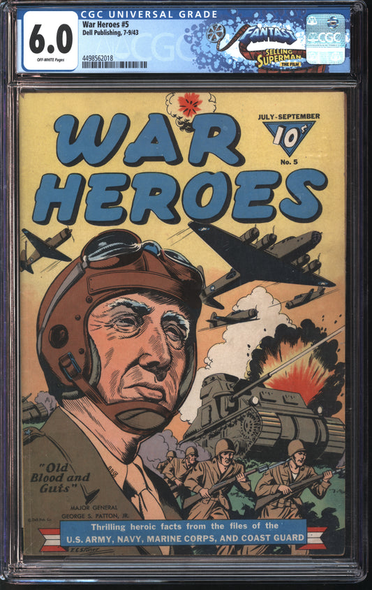 Dell Publishing War Heroes #5 7-9/43 FANTAST CGC 6.0 Off-White Pages