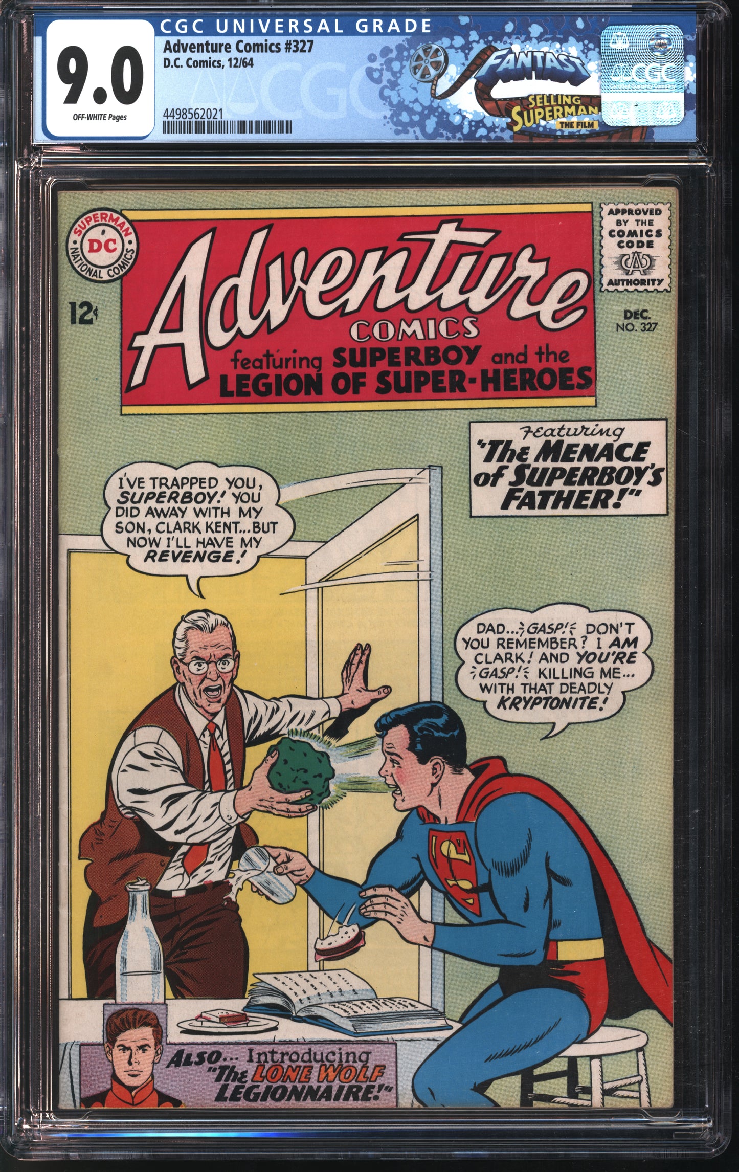 D.C. Comics Adventure Comics #327 12/64 FANTAST CGC 9.0 Off-White Pages