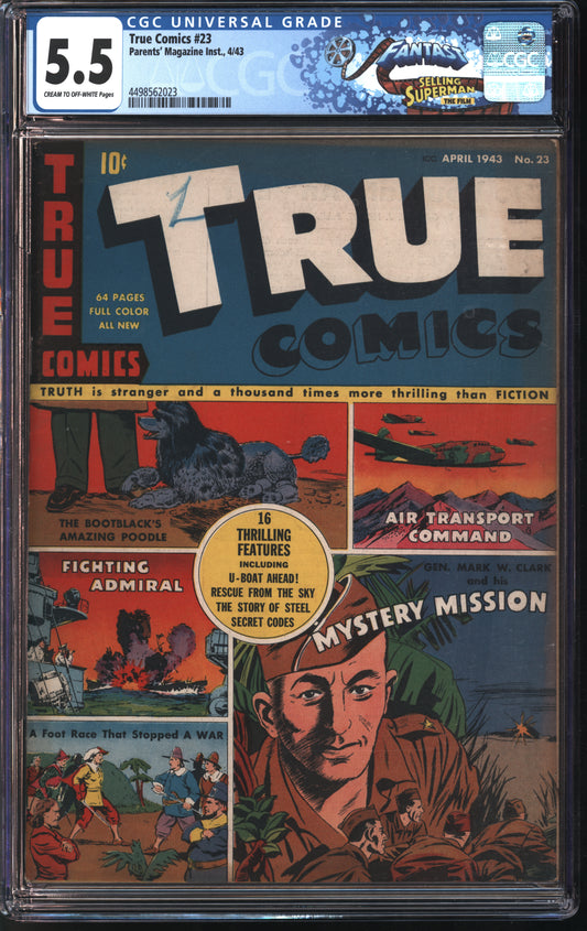 Parent's Magazine Press True Comics #23 4/43 FANTAST CGC 5.5 Cream to Off-White Pages