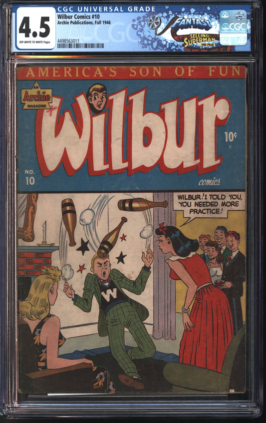 Archie Publications Wilbur Comics #10 Fall 1946 FANTAST CGC 4.5 Off-White to White Pages