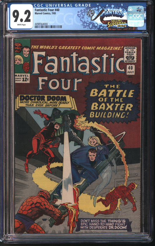 Marvel Comics Fantastic Four 40 7/65 FANTAST CGC 9.0 White pages