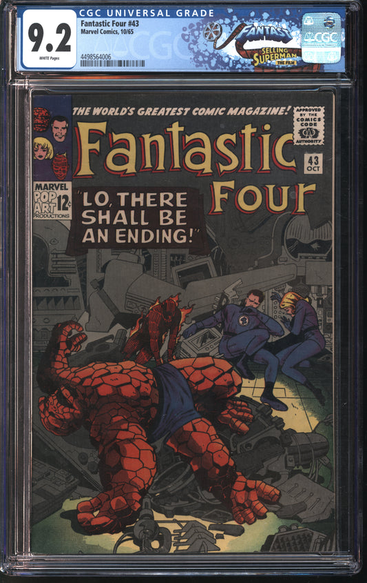 Marvel Comics Fantastic Four 43 10/65 FANTAST CGC 9.2 White pages