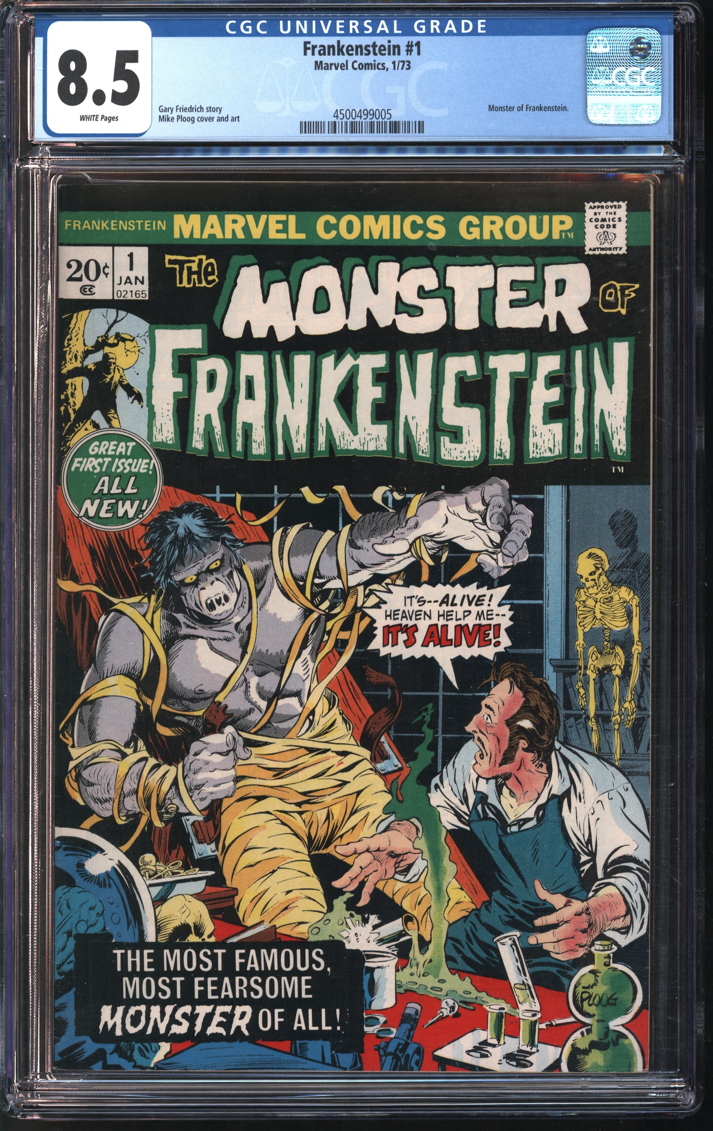 Marvel Comics Frankenstein 1 1/73 CGC 8.5 White Pages