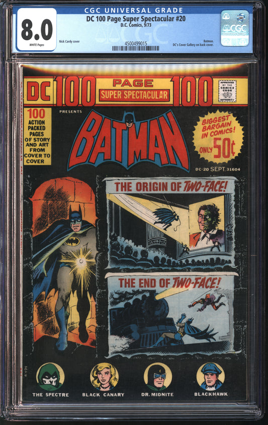 DC 100 Page Super Spectacular #20 CGC 8.0 White pages