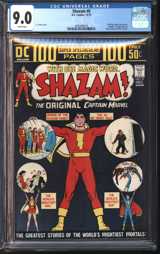 DC Shazam #8 12/73 CGC 9.0 White Pages