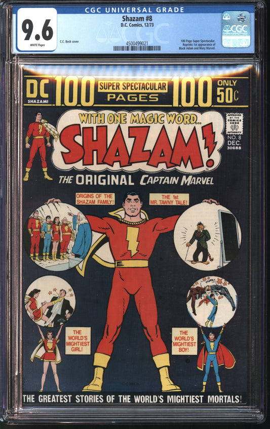 DC Shazam #8 12/73 CGC 9.6 White Pages