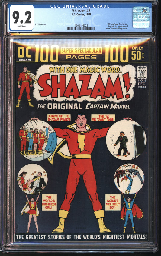 DC Shazam #8 12/73 CGC 9.2 White Pages