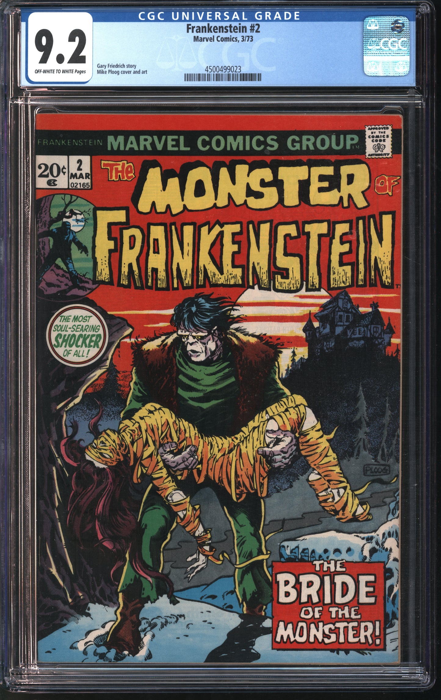 Marvel Comics Frankenstein 2 3/73 CGC 9.2 Off-White to White Pages