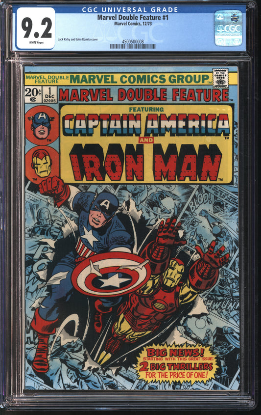 Marvel Double Feature 1 12/73 CGC 9.2 White Pages