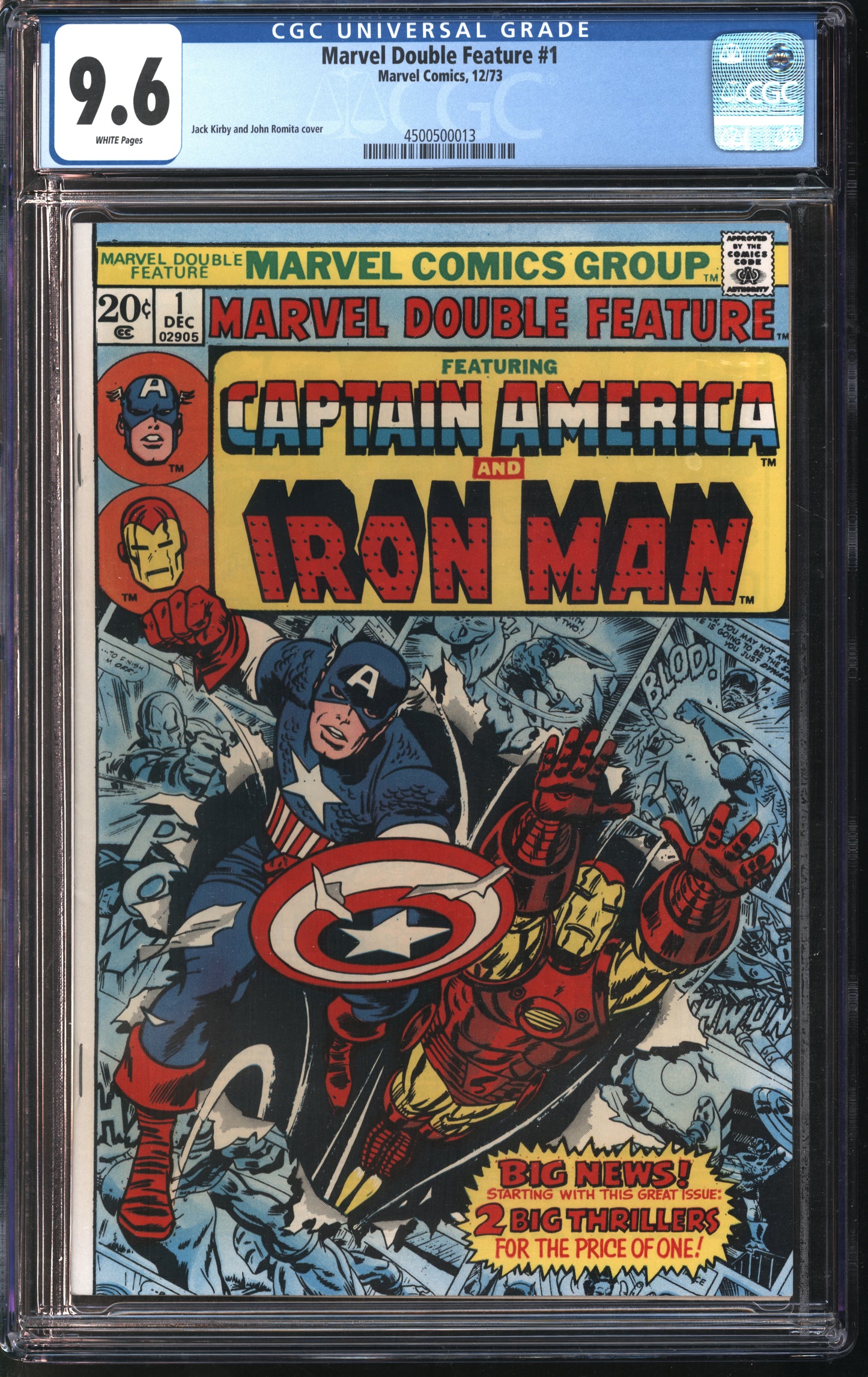 Marvel Double Feature 1 12/73 CGC 9.6 White Pages