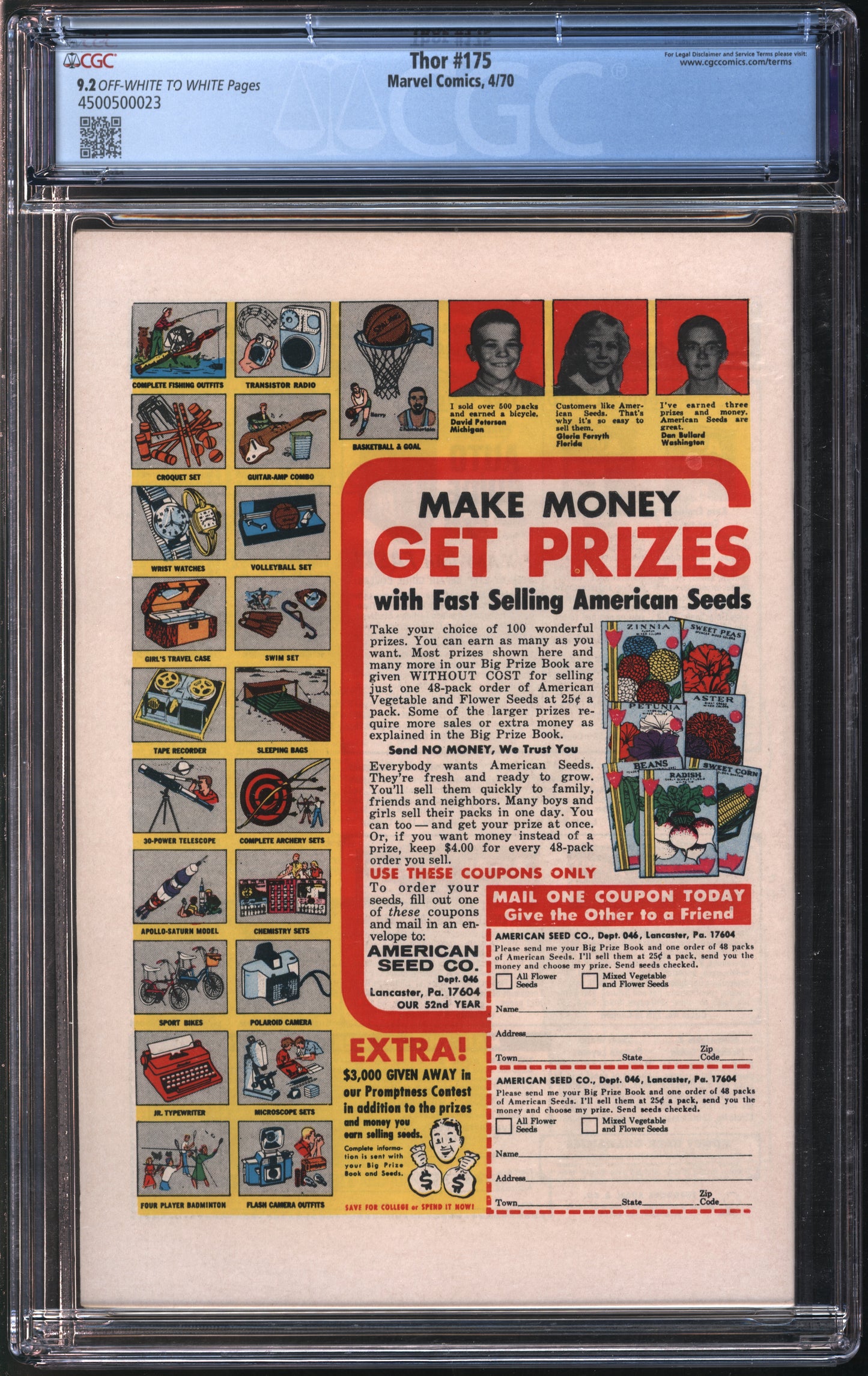 Marvel Thor 175 4/70 CGC 9.2 Off-White to White Pages