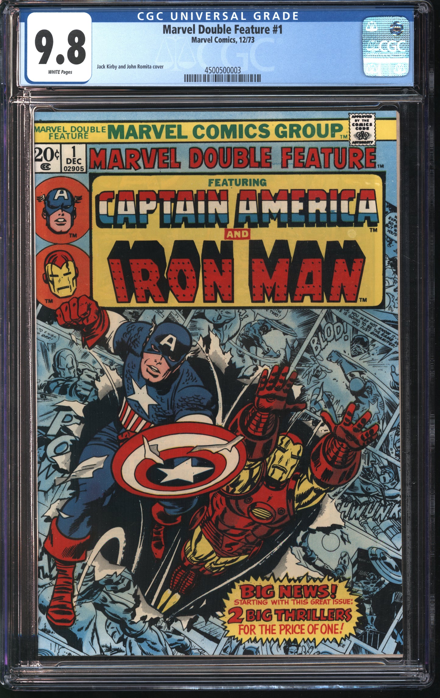 Marvel Double Feature 1 12/73 CGC 9.8 White Pages