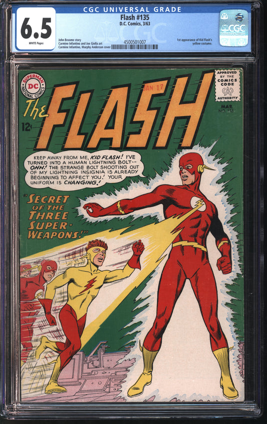 D.C Comics Flash 135 3/63 CGC 6.5 White Pages