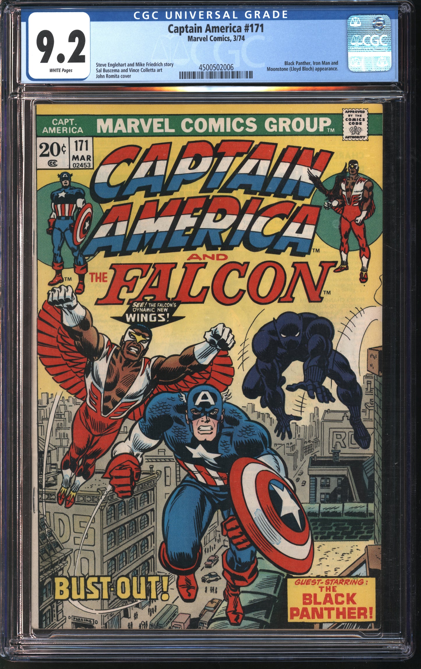 Marvel Comics Captain America #171 3/74 CGC 9.2 White Pages