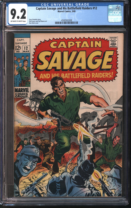 Marvel Captain Savage and his Battlefield Raiders 12 3/69 CGC 9.2 Off-White to White Pages