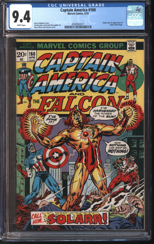 Marvel Comics Captain America #160 4/73 CGC 9.4 White Pages