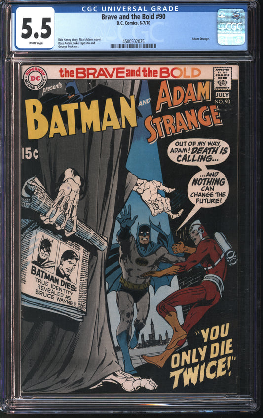 D.C Comics Brave and the Bold 90 6-7/70 CGC 5.5 White Pages