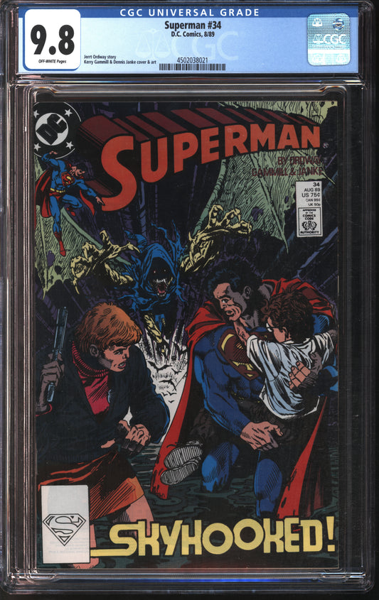 D.C. Comics Superman #34 8/89 CGC 9.8 White Pages