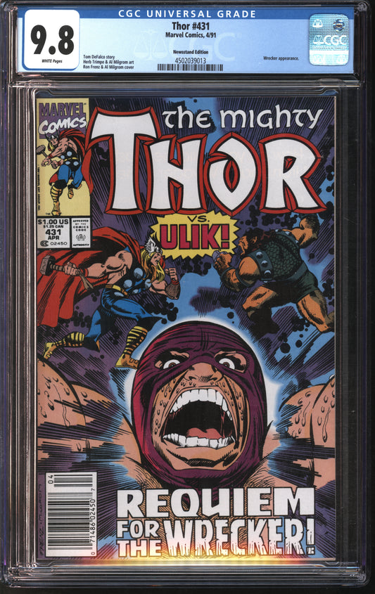 Marvel Thor 431 (Newsstand Edition) 4/91 CGC 9.8 White Pages