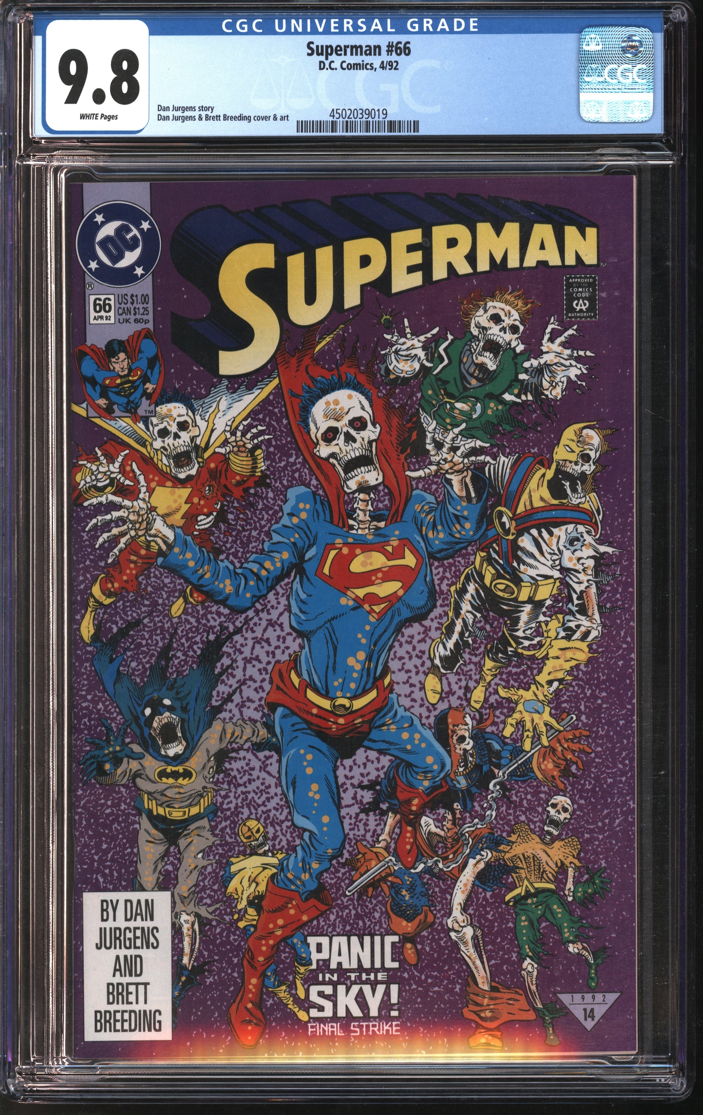 D.C. Comics Superman #66 4/92 CGC 9.8 White Pages