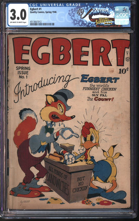 Quality Comics Egbert #1 1946 FANTAST CGC 3.0 Off-White to White Pages