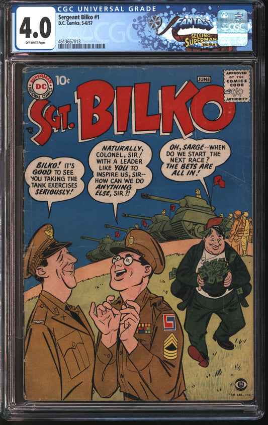 D.C. Comics Sergeant Bilko #1 5-6/57 FANTAST CGC 4.0 Off-White Pages