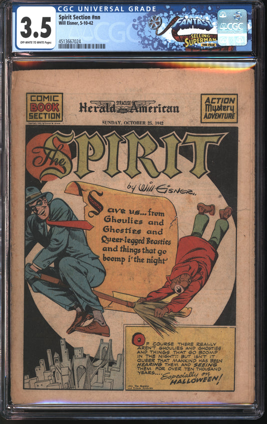 Will Eisner Spirit Section #nn 5-10-42 FANTAST CGC 3.5 Off-White to White Pages