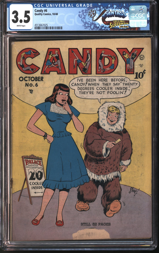 Quality Comics Candy #6 10/48 FANTAST CGC 3.5 White Pages