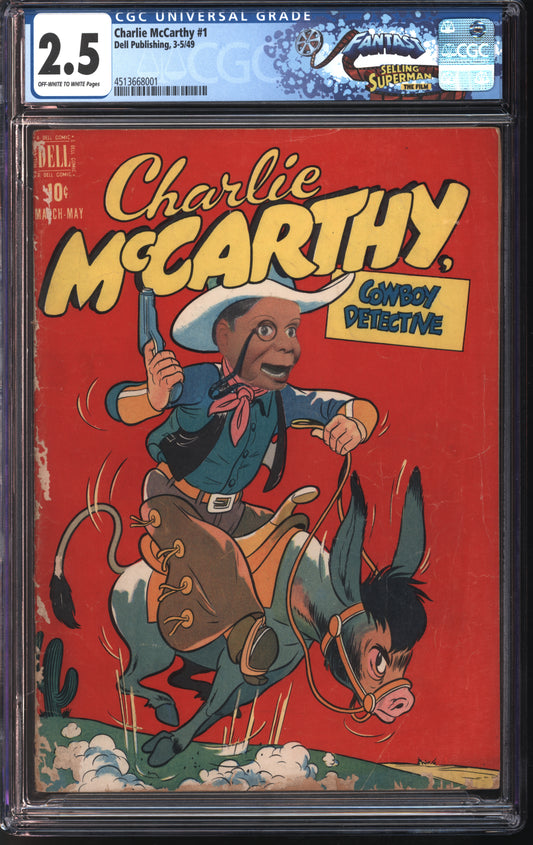 Dell Publishing Charlie McCarthy #1 3-5/49 FANTAST CGC 2.5 Off-White to White Pages