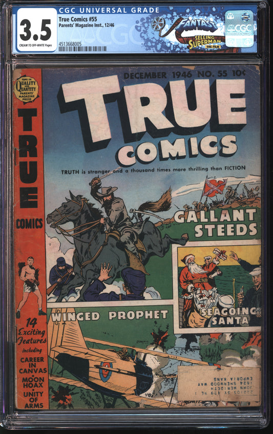 Parents' Magazine Inst. True Comics #55 12/46 FANTAST CGC 3.5 Cream to Off-White to Pages