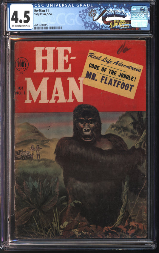Toby Press He-Man #1 5/54 FANTAST CGC 4.5 Off-White to White Pages