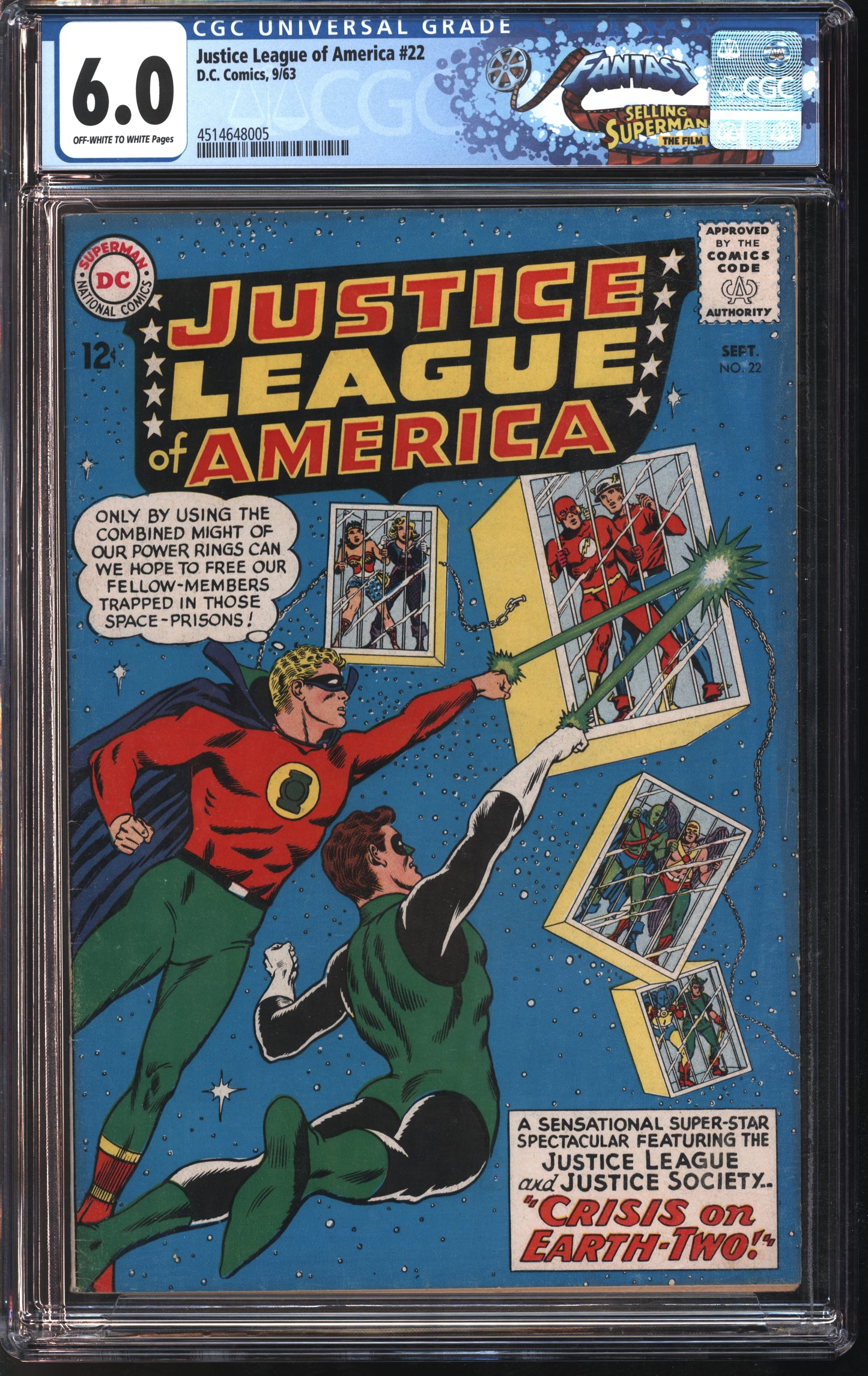 D.C. Comics Justice League of America #22 9/63 FANTAST CGC 6.0 Off-White to White Pages