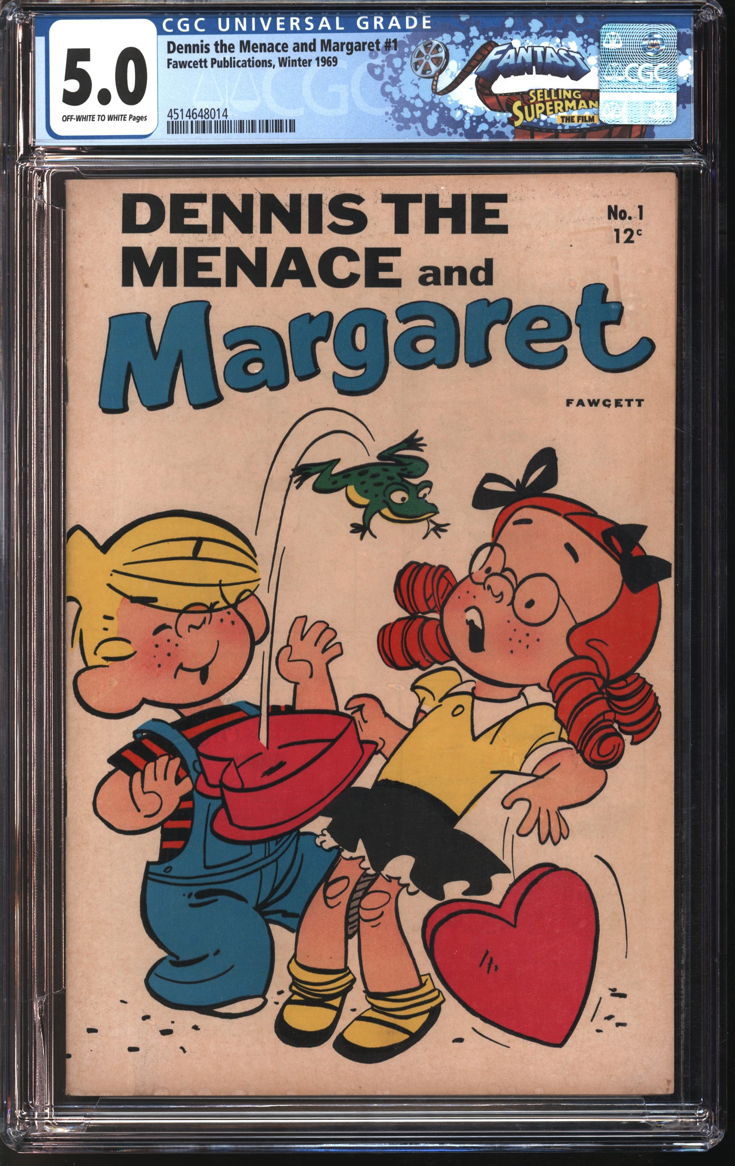 Fawett Publications Dennis the Menace and Margaret #1 Winter 1969 FANTAST CGC 5.0 Off-White to White Pages