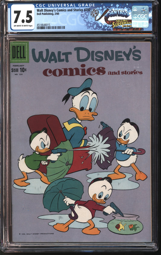Dell Publishing Walt Disney's Comics and Stories #233 FANTAST CGC 7.5 Off-White to White Pages