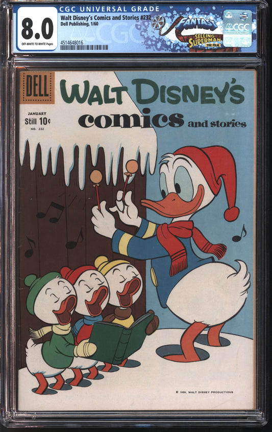 Dell Publishing Walt Disney's Comics and Stories #232 FANTAST CGC 8.0 Off-White to White Pages (Copy)