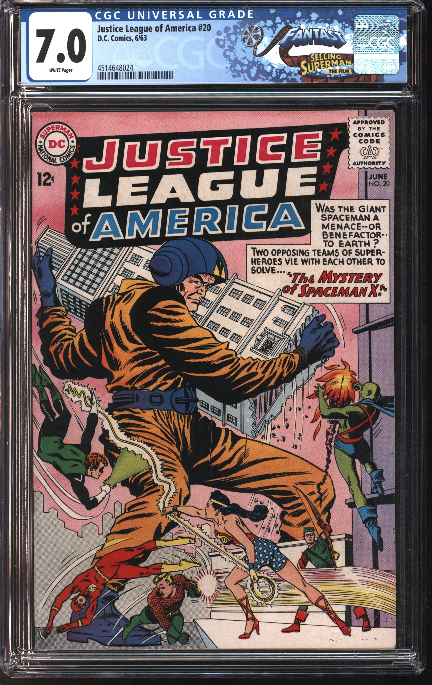D.C. Comics Justice League of America #20 6/63 FANTAST CGC 7.0 White Pages