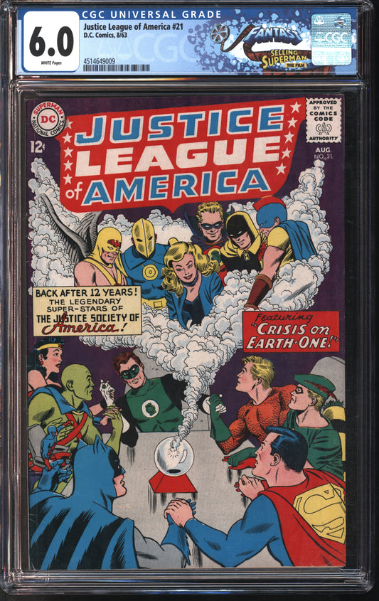 D.C. Comics Justice League of America #21 8/63 FANTAST CGC 6.0 White Pages