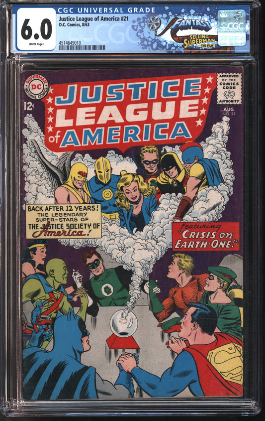 D.C. Comics Justice League of America #21 8/63 FANTAST CGC 6.0 White Pages