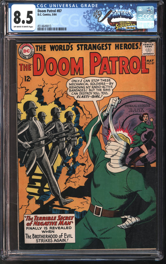 D.C. Comics Doom Patrol #87 5/64 FANTAST CGC 8.5 Off-White to White Pages