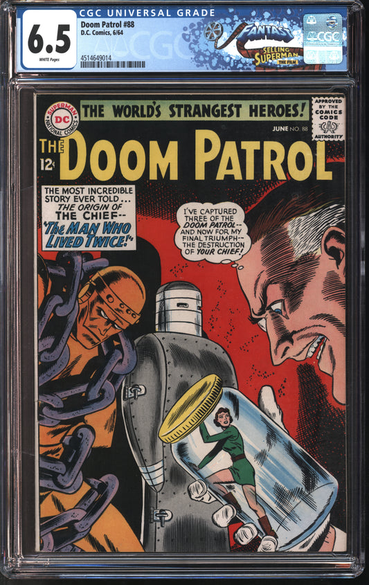 D.C. Comics Doom Patrol #88 6/64 FANTAST CGC 6.5 White Pages