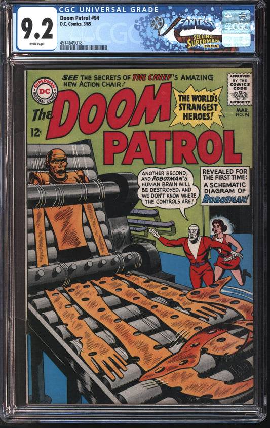 D.C. Comics Doom Patrol #94 3/65 FANTAST CGC 9.2 White Pages