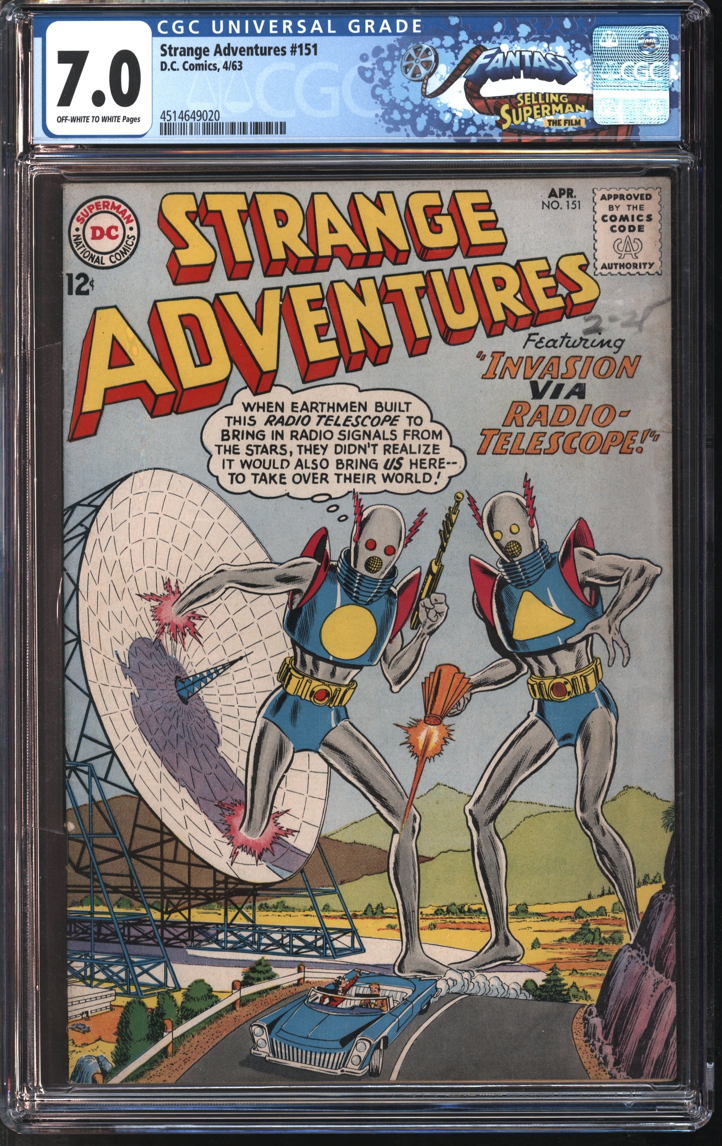 D.C. Comics Strange Adventures #151 4/63 FANTAST CGC 7.0 Off-White to White Pages