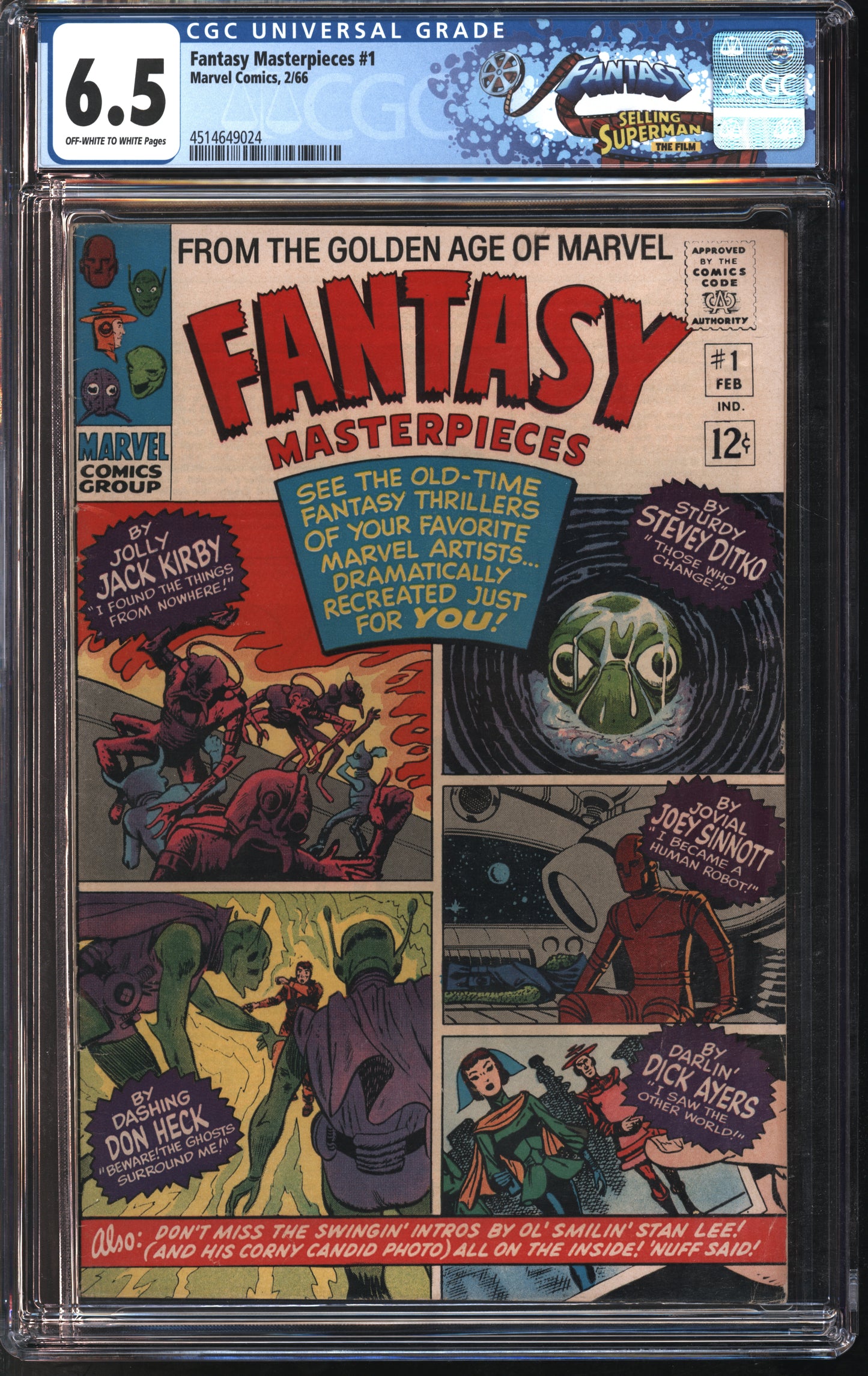 Marvel Comics Fantasy Masterpieces #1 2/66 FANTAST CGC 6.5 Off-White to White Pages