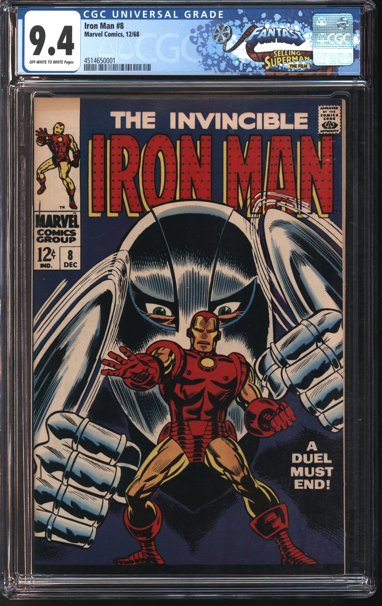 Marvel Iron Man #8 12/68 FANTAST CGC 9.4 Off-White to White Pages