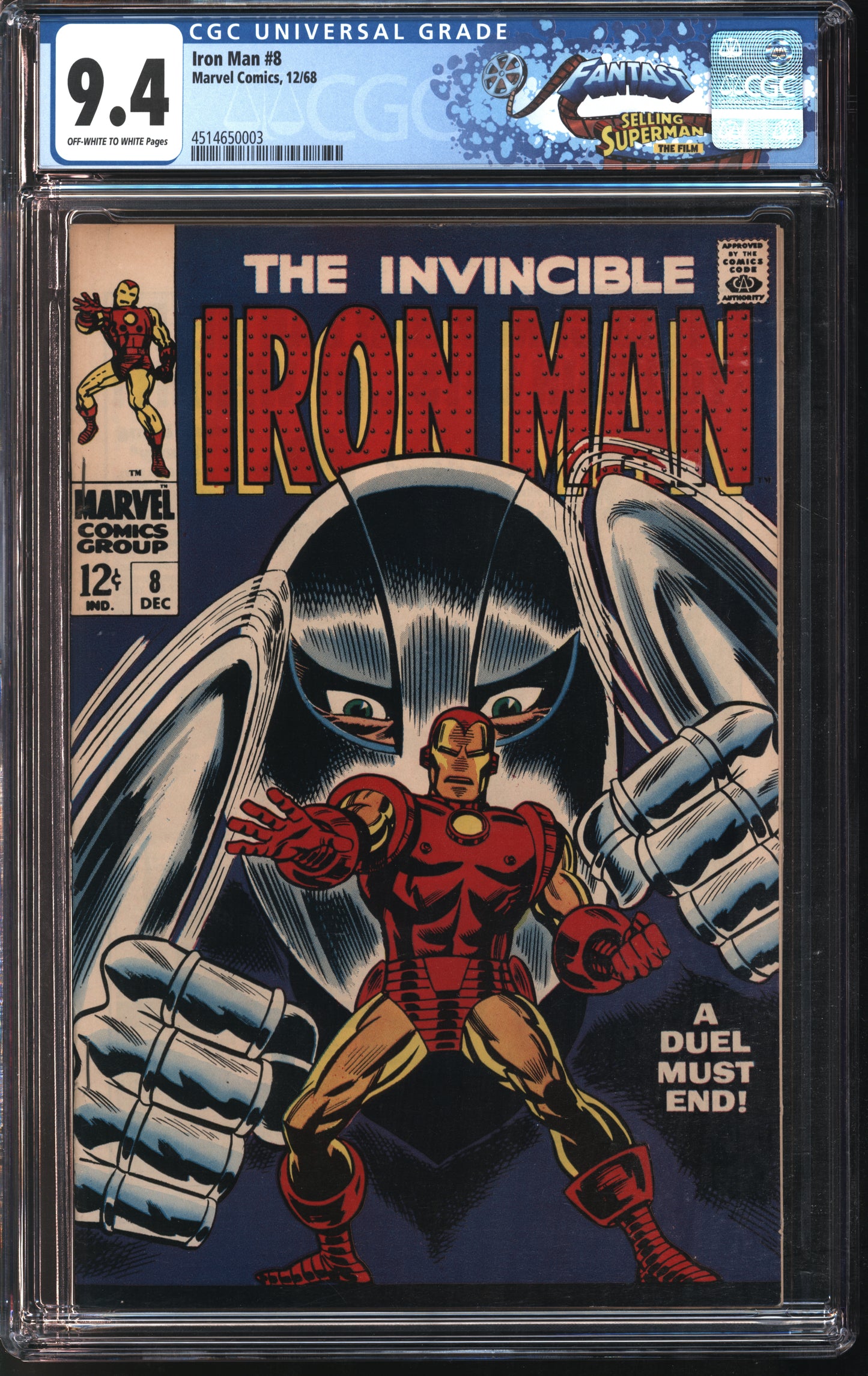 Marvel Iron Man #8 12/68 FANTAST CGC 9.4 Off-White to White Pages