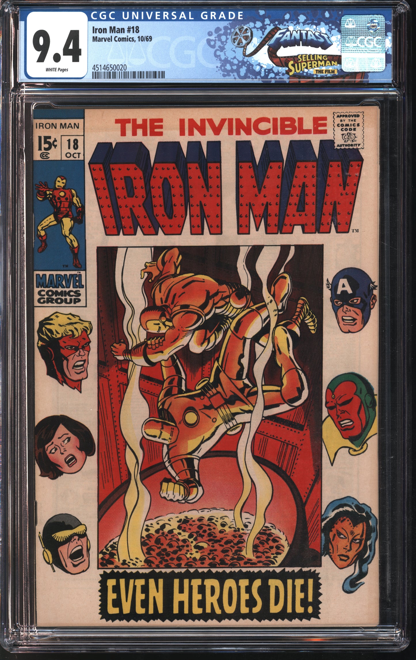 Marvel Iron Man #18 10/69 FANTAST CGC 9.4 White Pages