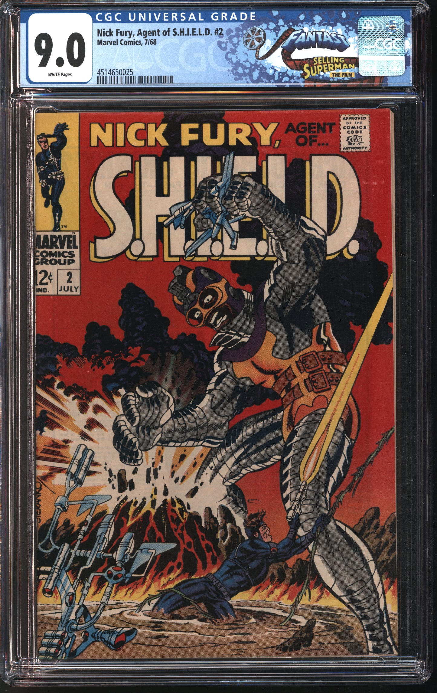 Marvel Nick Fury Agent of Shield #2 7/68 FANTAST CGC 9.0 White Pages