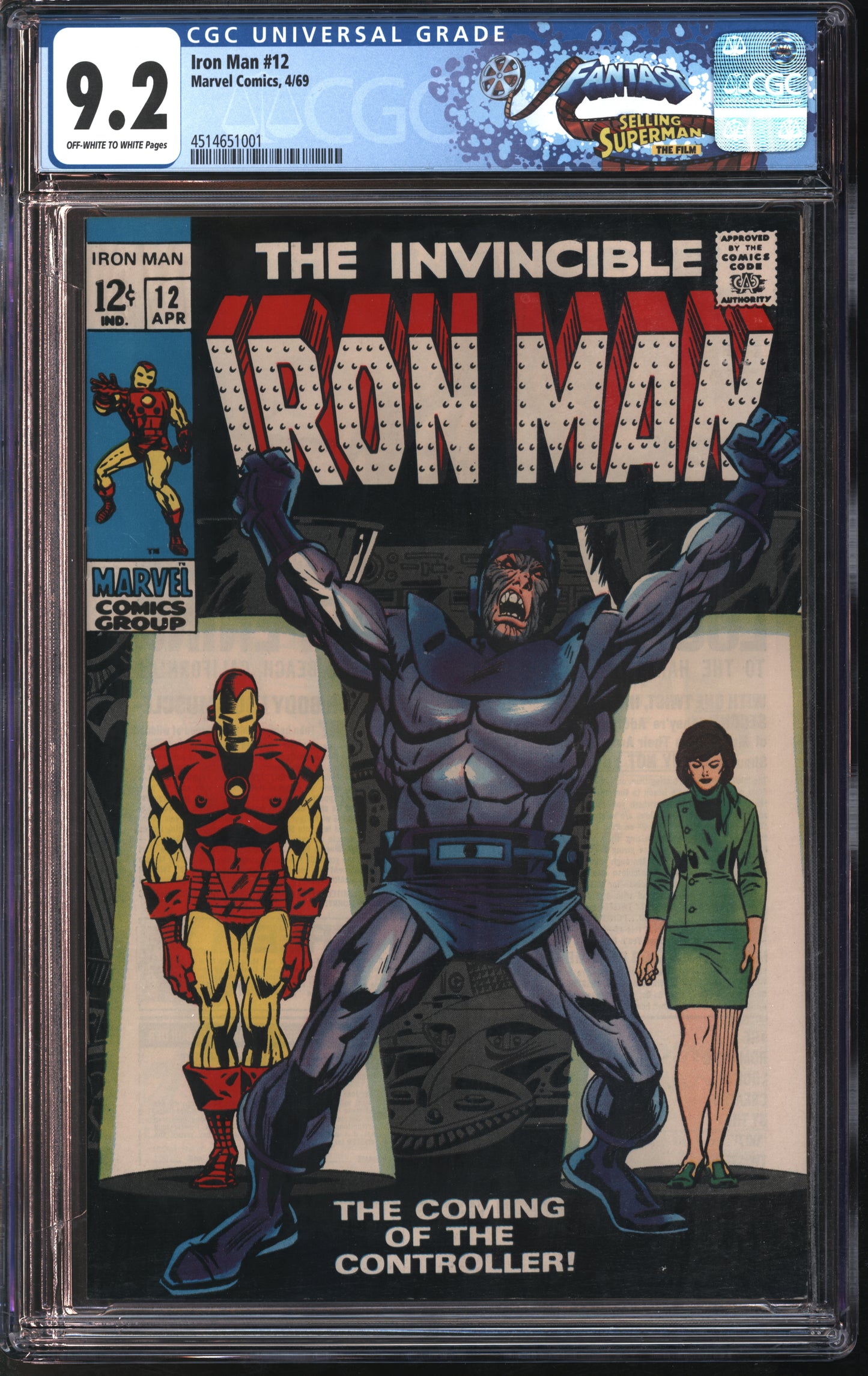 Marvel Comics Iron Man #12 4/69 FANTAST CGC 9.2 Off-White to White Pages