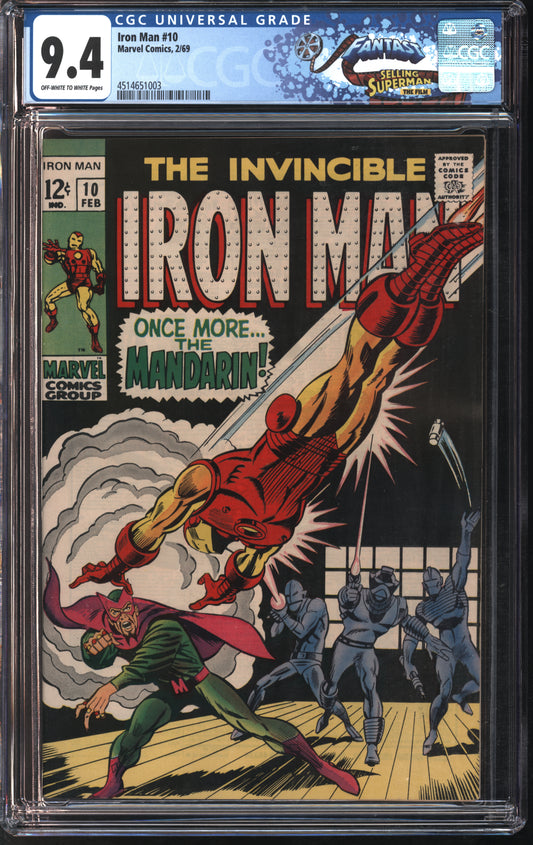 Marvel Iron Man #10 4/69 FANTAST CGC 9.4 Off-White to White Pages