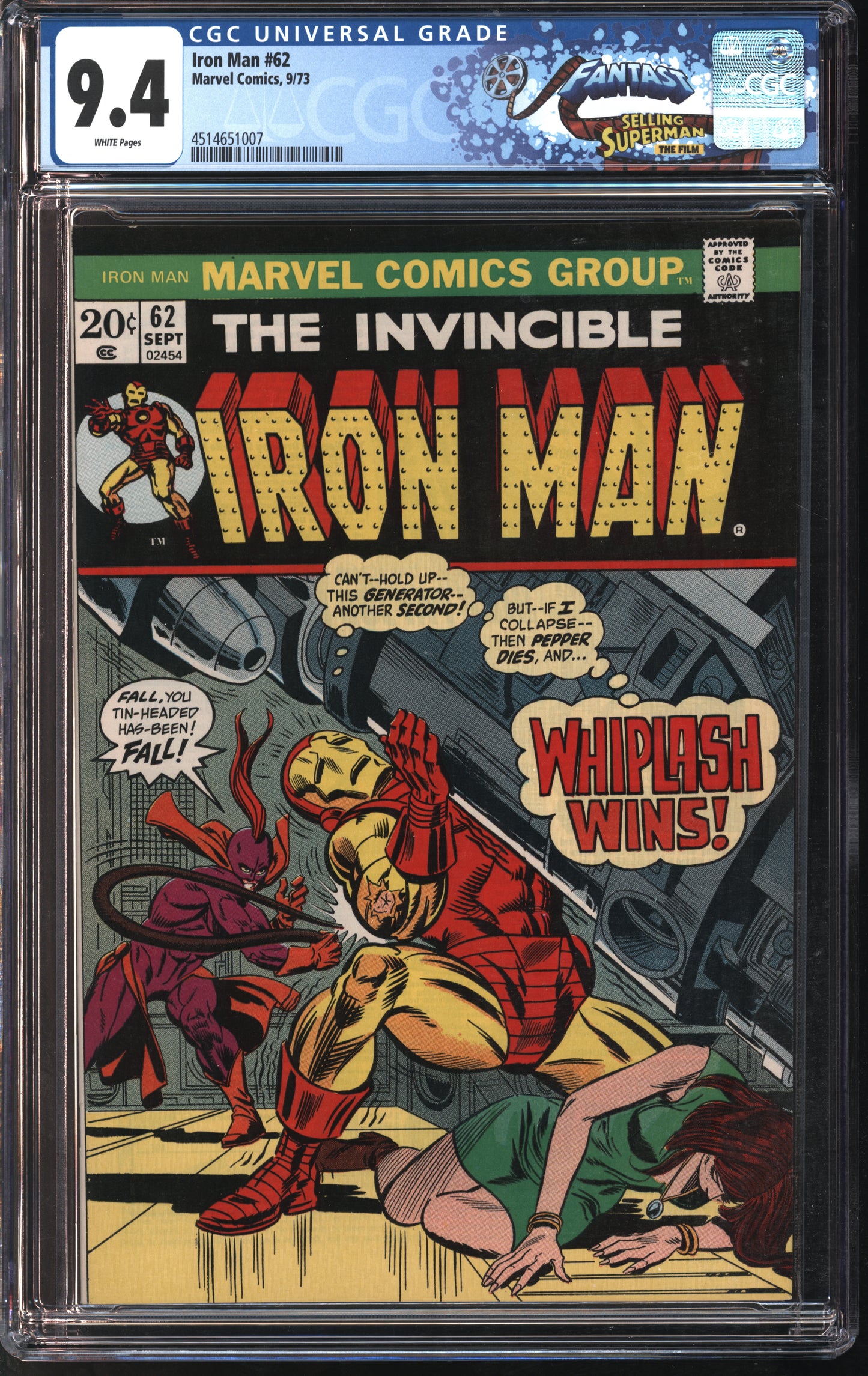 Marvel Comics Iron Man #62 9/73 FANTAST CGC 9.4 White Pages